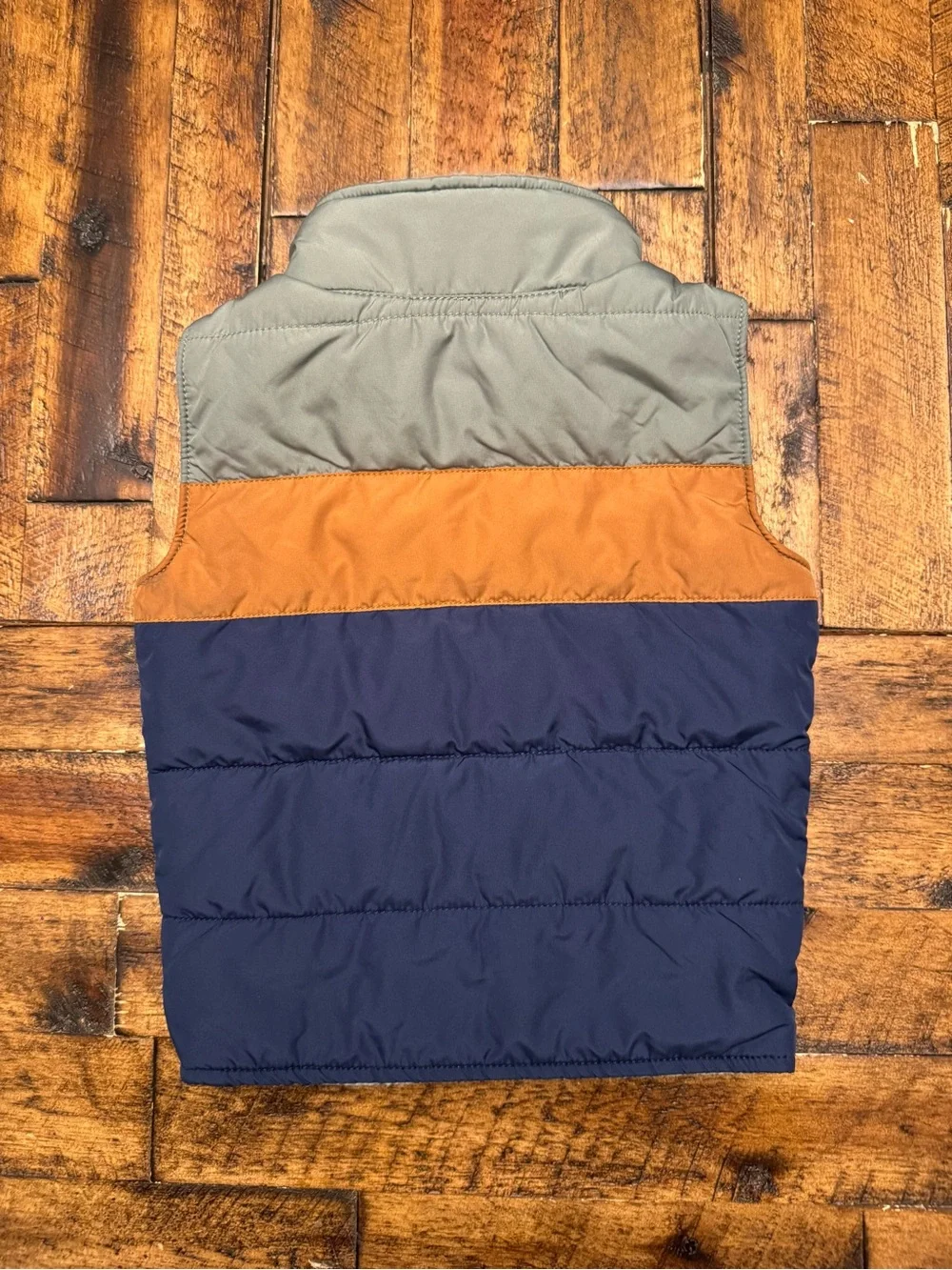 Carter's Colorblock Puffer Vest in Navy, Tan & Olive